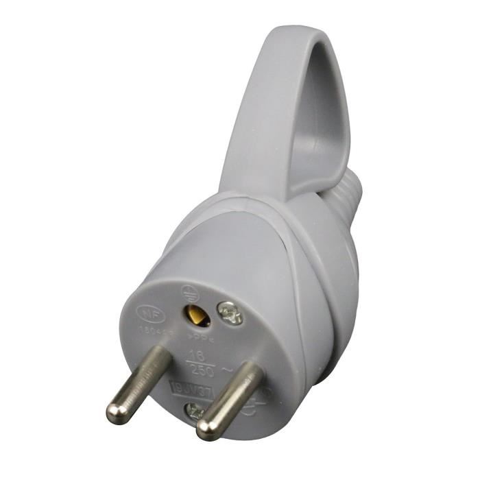 Zenitech Fiche Electrique Male A Anneau 16a 2p + T Gris