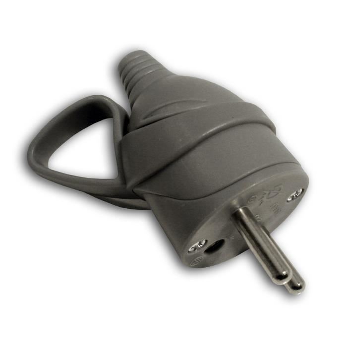 Fiche male anneau -16A 2P+T - Gris 