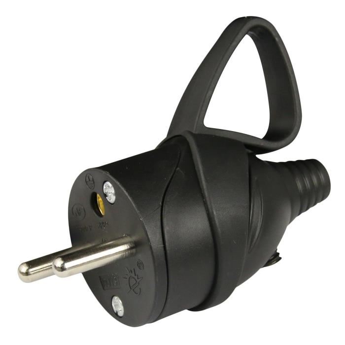 Fiche Electrique Male - Zenitech - 16a - 2p+t - Noir - Plastique