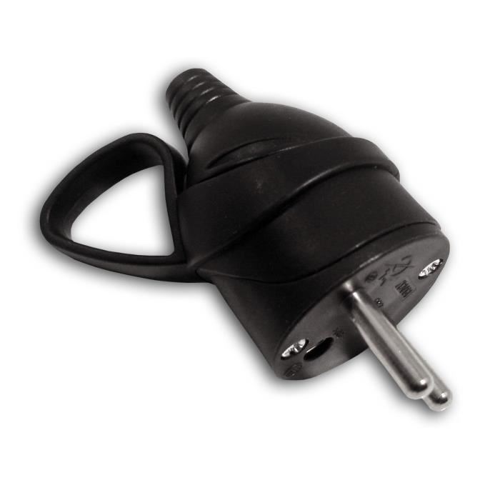 ZENITECH Fiche electrique male a anneau 16A 2P T noir