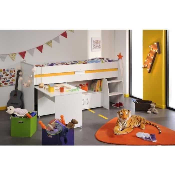 ZOLA Lit combine enfant classique Decor blanc megeve l 90 x L 200 cm