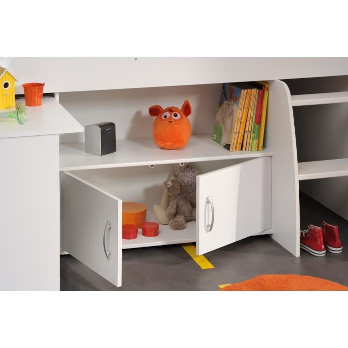 Lit Combine Enfant Parisot Zola Blanc 90x200 Cm Sommier Inclus