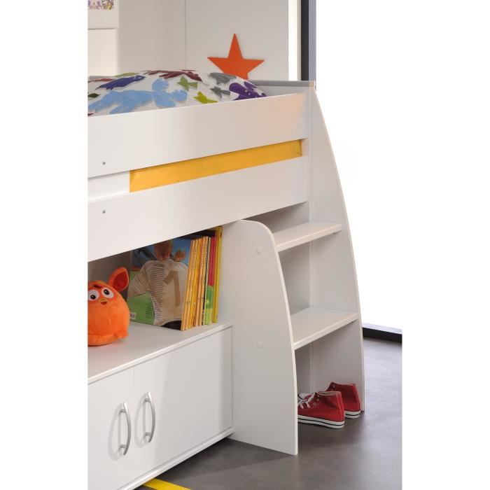 Lit Combine Enfant Parisot Zola Blanc 90x200 Cm Sommier Inclus