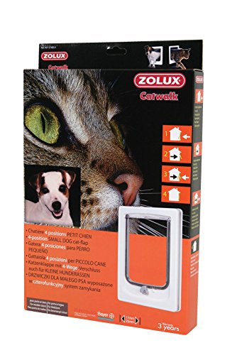 Chatiere 4 Positions Pour Gros Chat Et Petit Chien - Zolux - L24 X H325 Cm - Pour Porte Bois Pvc Metal - Catwalk - Blanc