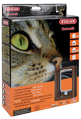 Chatiere 4 Positions Avec Tunnel - Zolux - L20 X H25 Cm - Pour Porte Bois Pvc Metal - Catwalk - Marron