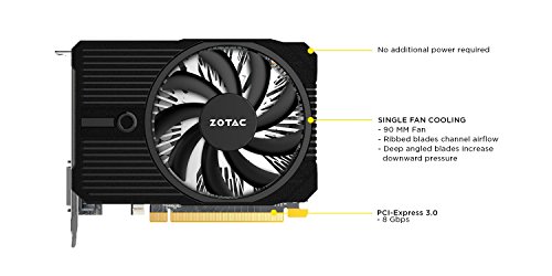 Zotac Geforce Gtx 1050 Mini Carte Graphique Nvidia Geforce Gtx 1050 2 Go Gddr5 Pcie 3.0 Dvi, Hdmi, Displayport