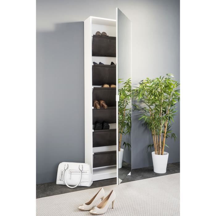 Zuma Meuble A Chaussures Contemporain Blanc Porte Miroir L 505 Cm