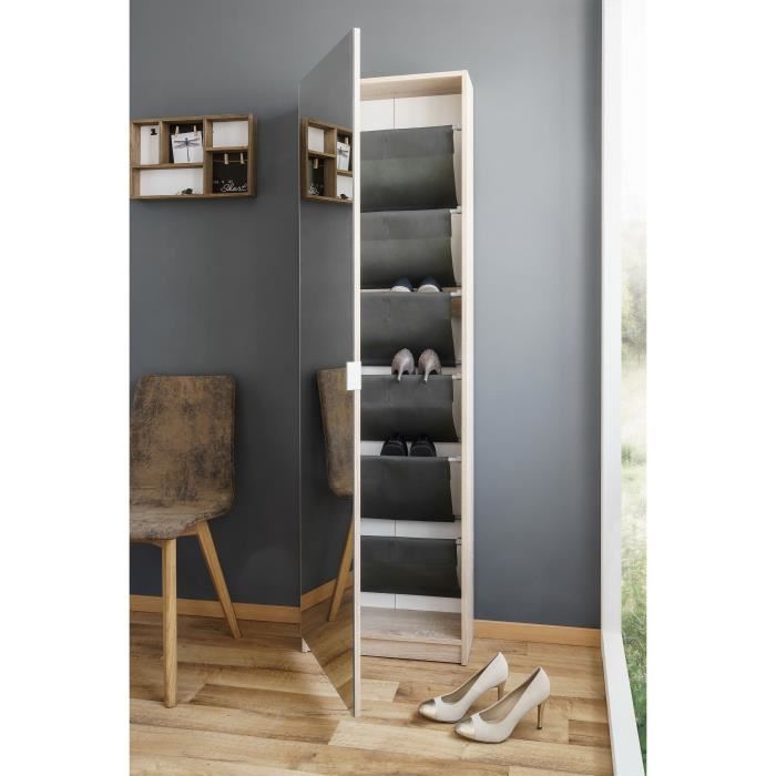 Zuma Meuble A Chaussures Contemporain Blanc Porte Miroir L 505 Cm